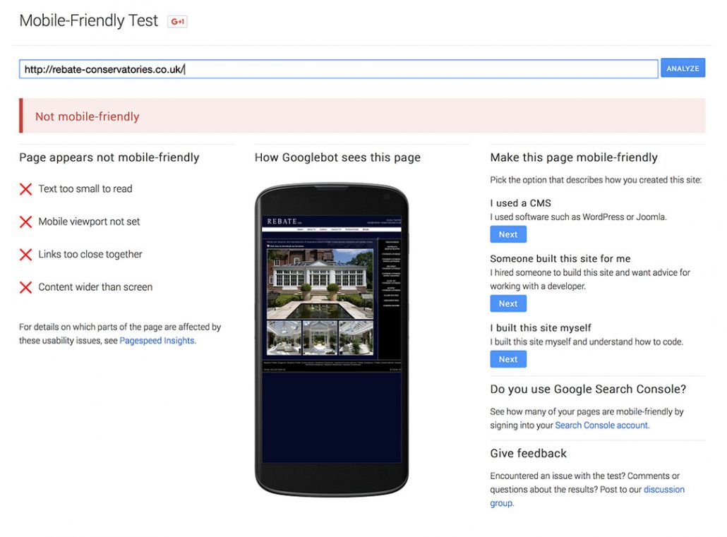 Local Walsall busines fails the mobile friendly test